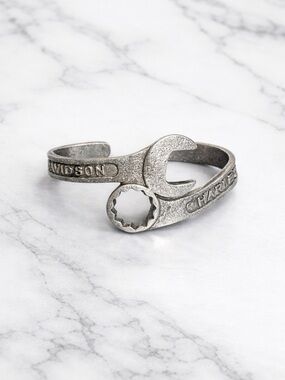 Silver-Tone Harley Cuff  Bracelet